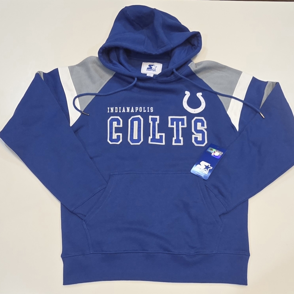 INDIANAPOLIS COLTS|NFL Starter Brand Thick Stock Pullover Hoodie|Size Med|NWT